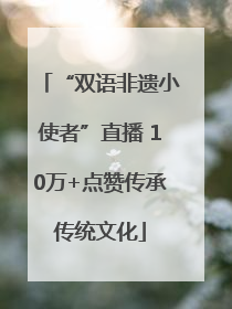 “双语非遗小使者”直播 10万+点赞传承传统文化