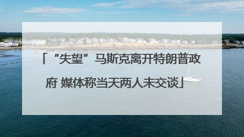 “失望”马斯克离开特朗普政府 媒体称当天两人未交谈