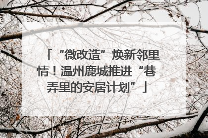 “微改造”焕新邻里情！温州鹿城推进“巷弄里的安居计划”