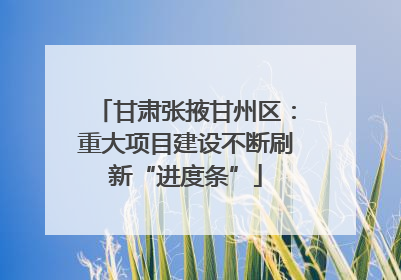 甘肃张掖甘州区：重大项目建设不断刷新“进度条”