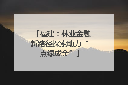 福建：林业金融新路径探索助力“点绿成金”