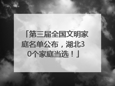 第三届全国文明家庭名单公布，湖北30个家庭当选！