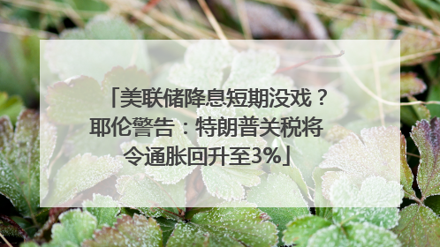 美联储降息短期没戏？耶伦警告：特朗普关税将令通胀回升至3%