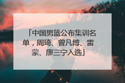 中国男篮公布集训名单，周琦、曾凡博、雷蒙、廖三宁入选