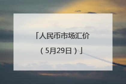 人民币市场汇价（5月29日）