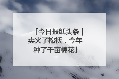 今日报纸头条｜卖火了棉袄，今年种了千亩棉花