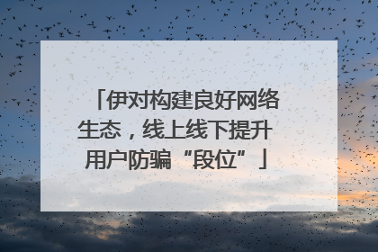 伊对构建良好网络生态，线上线下提升用户防骗“段位”