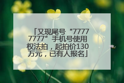 又现尾号“77777777”手机号使用权法拍，起拍价130万元，已有人报名