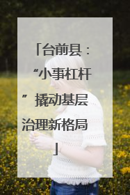 台前县：“小事杠杆”撬动基层治理新格局