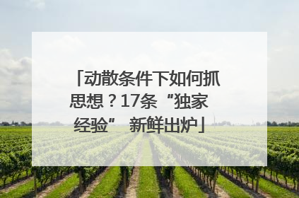 动散条件下如何抓思想？17条“独家经验” 新鲜出炉