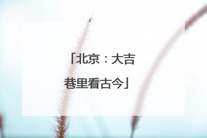 北京：大吉巷里看古今
