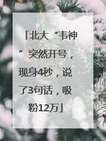 北大“韦神”突然开号，现身4秒，说了3句话，吸粉12万