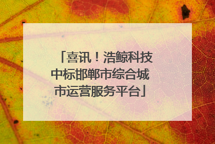 喜讯！浩鲸科技中标邯郸市综合城市运营服务平台