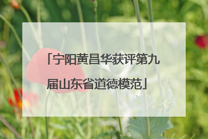 宁阳黄昌华获评第九届山东省道德模范