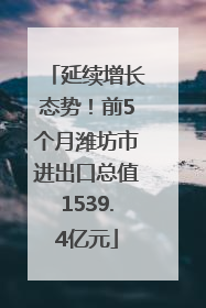 延续增长态势！前5个月潍坊市进出口总值1539.4亿元