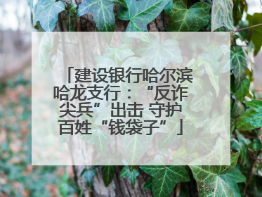 建设银行哈尔滨哈龙支行：“反诈尖兵”出击 守护百姓“钱袋子”