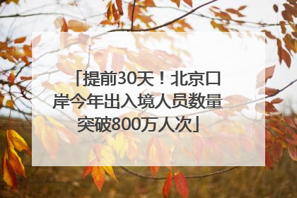 提前30天！北京口岸今年出入境人员数量突破800万人次
