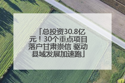 总投资30.8亿元！30个重点项目落户甘肃崇信 驱动县域发展加速跑