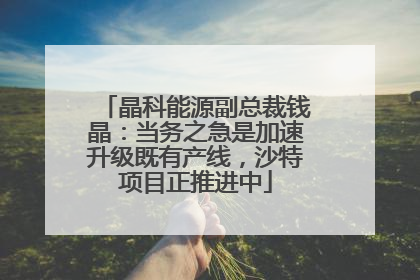 晶科能源副总裁钱晶：当务之急是加速升级既有产线，沙特项目正推进中