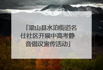 梁山县水泊街道名仕社区开展中高考静音倡议宣传活动