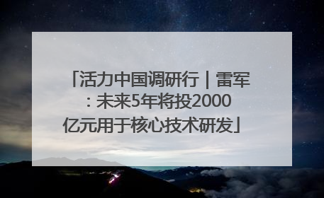 活力中国调研行｜雷军：未来5年将投2000亿元用于核心技术研发