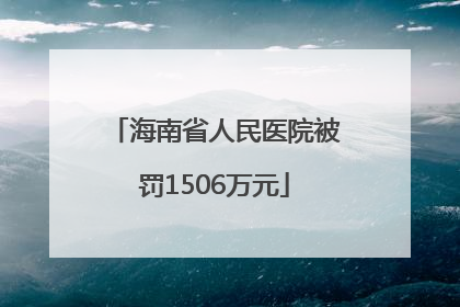 海南省人民医院被罚1506万元