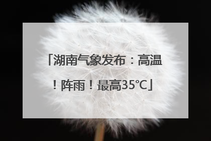 湖南气象发布：高温！阵雨！最高35℃