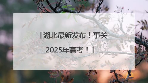 湖北最新发布！事关2025年高考！