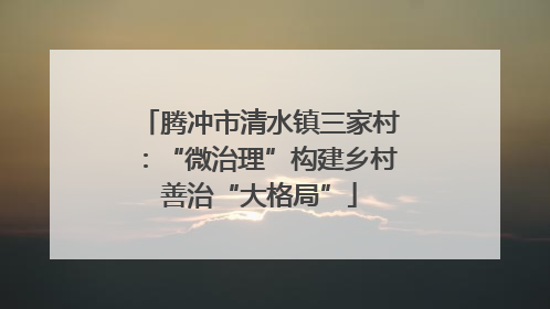 腾冲市清水镇三家村：“微治理”构建乡村善治“大格局”