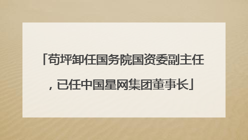 苟坪卸任国务院国资委副主任，已任中国星网集团董事长