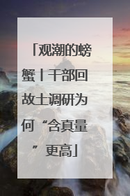 观潮的螃蟹丨干部回故土调研为何“含真量”更高