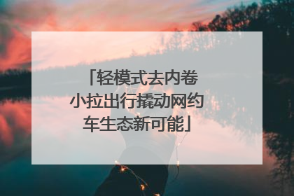 轻模式去内卷 小拉出行撬动网约车生态新可能
