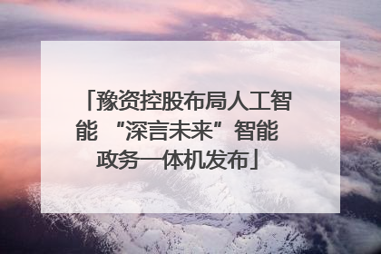 豫资控股布局人工智能 “深言未来”智能政务一体机发布