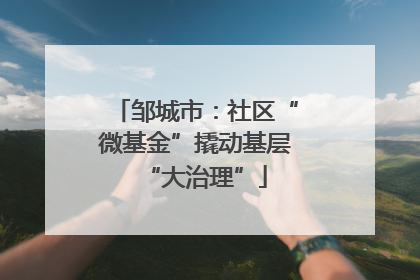 邹城市：社区“微基金”撬动基层“大治理”