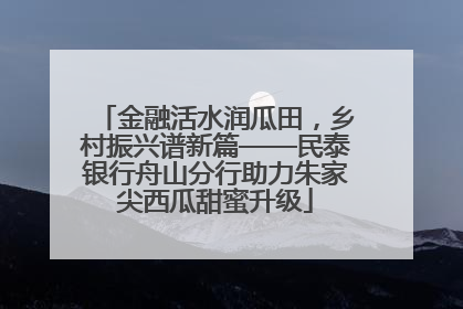 金融活水润瓜田，乡村振兴谱新篇——民泰银行舟山分行助力朱家尖西瓜甜蜜升级