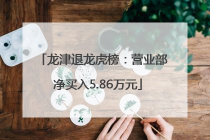 龙津退龙虎榜：营业部净买入5.86万元