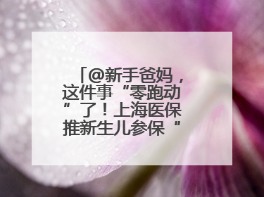 @新手爸妈，这件事“零跑动”了！上海医保推新生儿参保“免申办”服务